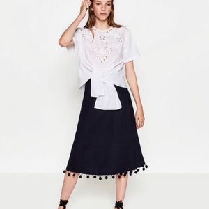 Zara❤️NWT wraparound Navy skirt MIDI L summer vibe